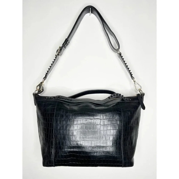 Cole Haan Rodarte Black Croc-Embossed Satchel purse - Picture 8 of 15